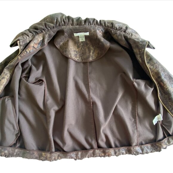 Nygard Metallic Brown & Gold Zip Up Jacket Sz 10/12 - Picture 5 of 11